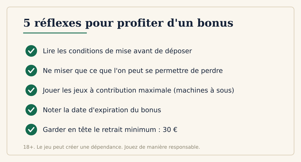 Cinq réflexes pour profiter intelligemment d un bonus de casino